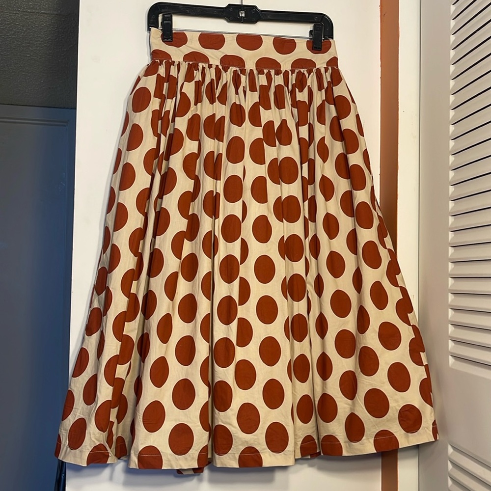 Fit & Flare Polka Dot Maxi Skirt